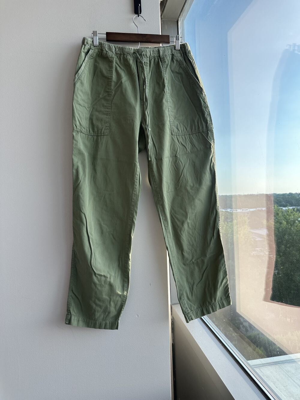 Velvet by Graham & Spencer Misty 100& Cotton Olive Green Drawstring Pants Sz L